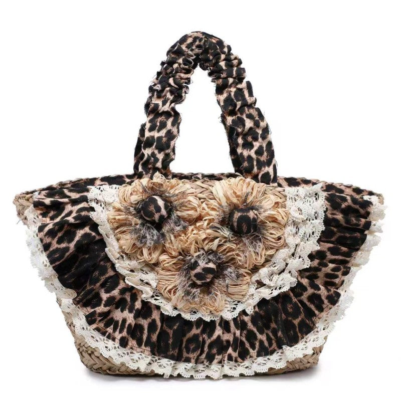 Brigitte - Bolso de playa de paja para mujer con adornos