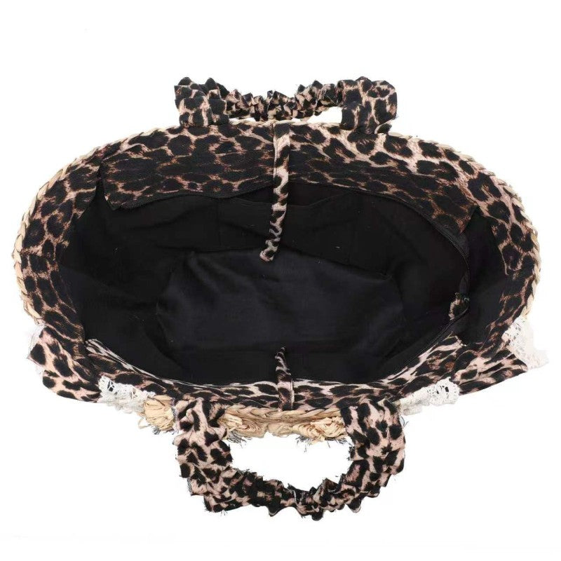 Brigitte - Bolso de playa de paja para mujer con adornos