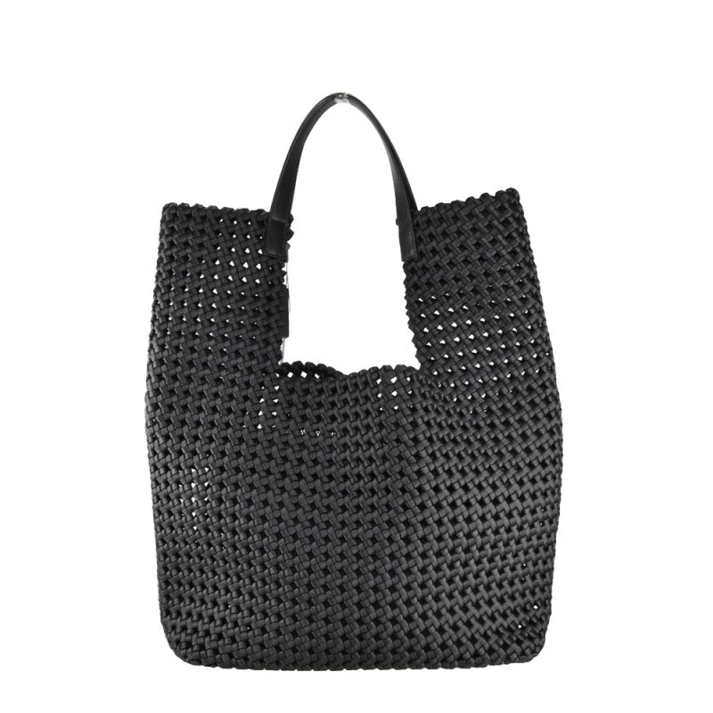 MADE IN ITALY - Porto Cervo - Bolso de hombro para mujer de piel y microfibra, 100% fabricado en Italia, con neceser