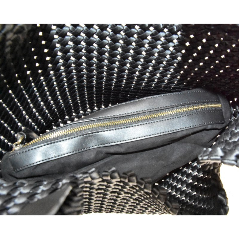 MADE IN ITALY - Porto Cervo - Bolso de hombro para mujer de piel y microfibra, 100% fabricado en Italia, con neceser