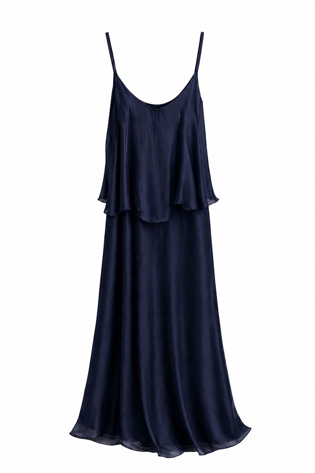 MADE IN ITALY - Sofia - Vestido de mezcla de seda con volantes y tirantes finos