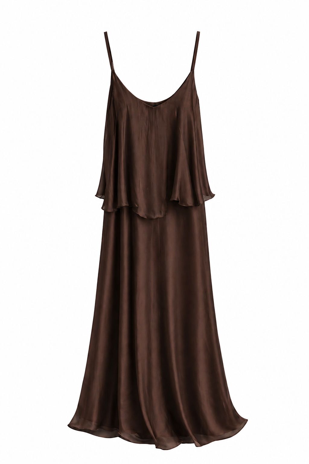 MADE IN ITALY - Sofia - Vestido de mezcla de seda con volantes y tirantes finos