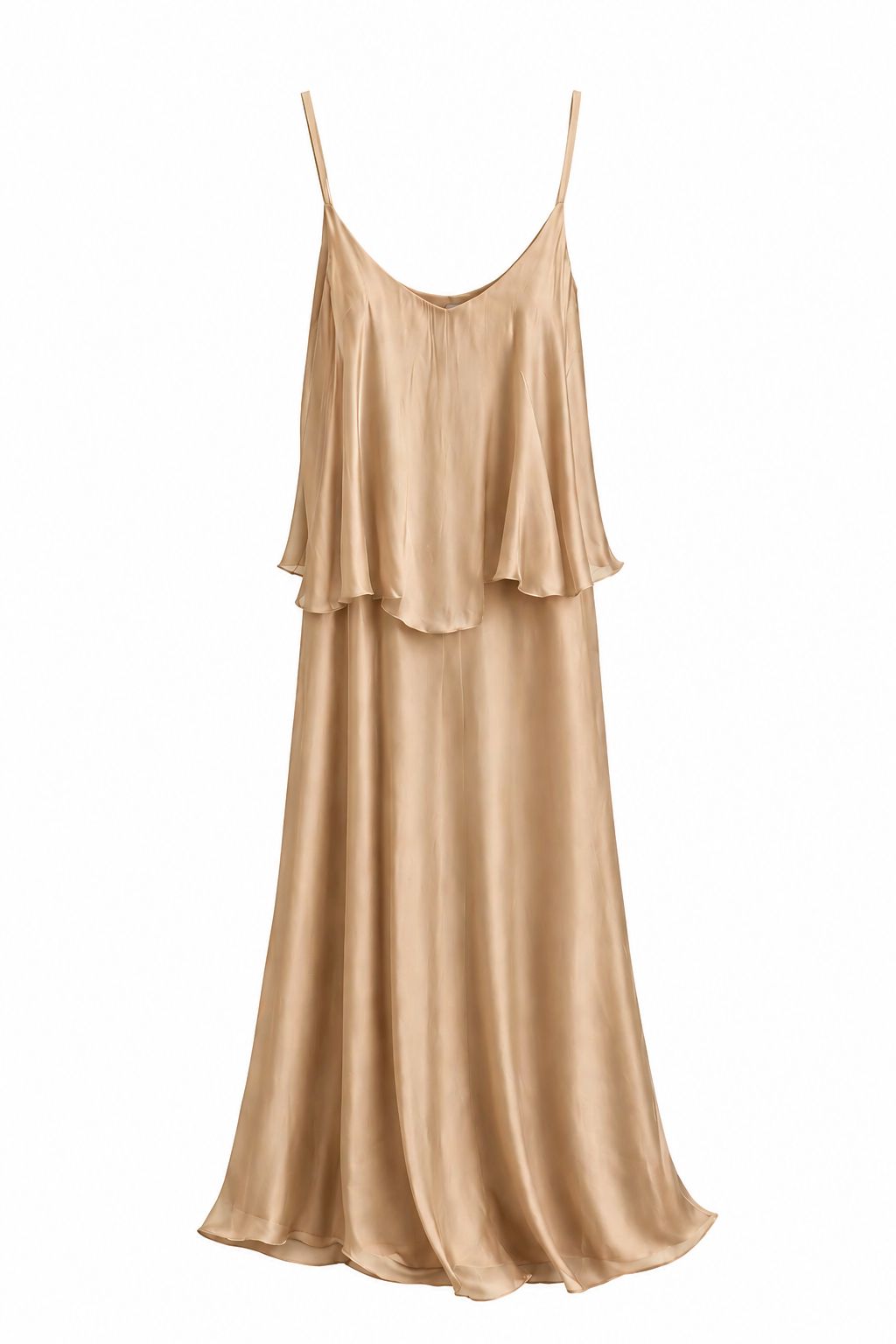 MADE IN ITALY - Sofia - Vestido de mezcla de seda con volantes y tirantes finos