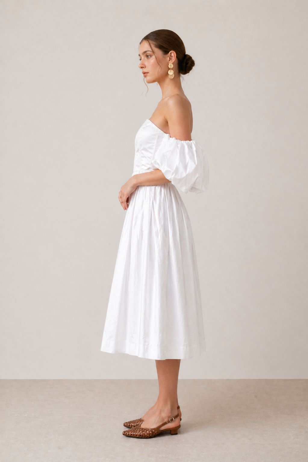 MADE IN ITALY - Letizia - Falda midi amplia con cintura elástica