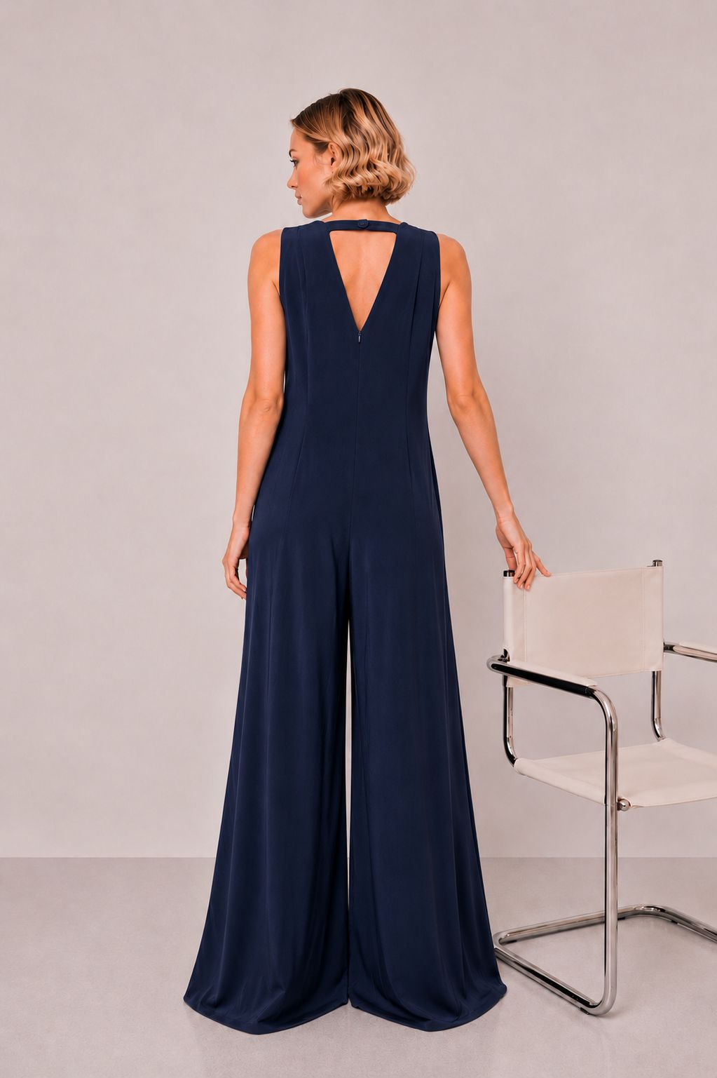 MADE IN ITALY - Sandra - Mono largo de Tencel con cuello en V