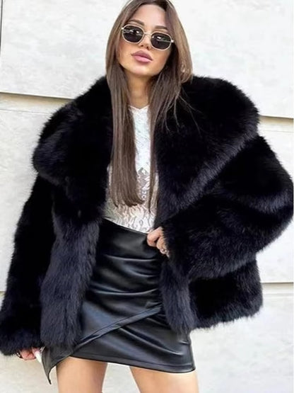 Alex - Abrigo de piel sintética estilo zorro